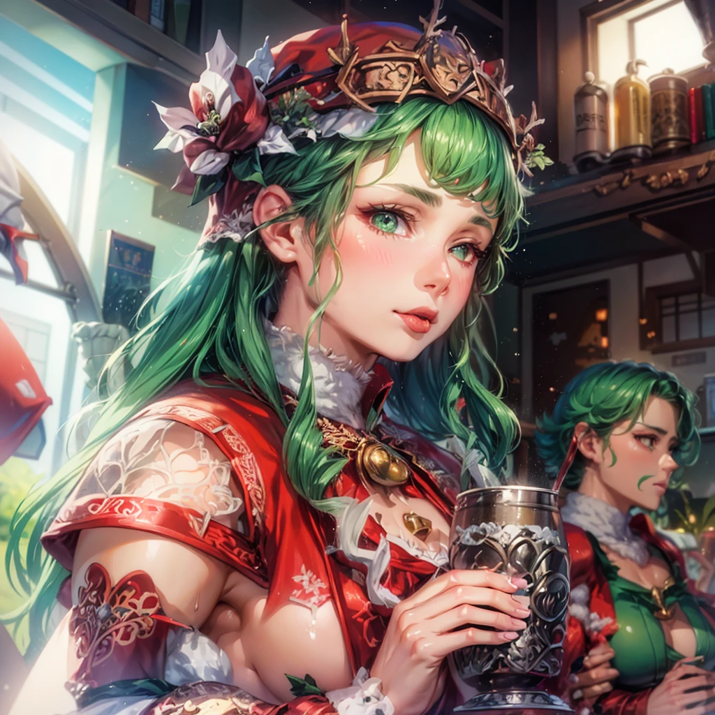 (((1 girl))), (Tatsumaki of a punch man), (short green hair), (green eyes), small chest, (((wearing sexy Santa Claus outfit))), (whole body view), (in the motel room), (((slender, muscular legs))), thin waist, stomach muscles, big ass, (((full body photo))), black high heel shoes, (SQUATTING POSITION, LEGS SPREAD, with one eye closed and showing the tongue very sensual), (((very sensual expression))), (HDR), eye reflection, extended eyes, extended eyes, Moody, anime, minimalism, anime style, ray tracing, Cinematic lighting, Cinematic lighting, shine, shine, JPEG artifacts, bright light, god rays, ray tracing, drop shadow, panorama, Sony FE, from behind, Underneath, Underneath, UHD, piece of master, precise, precise, anatomically correct, Super Detail, high quality , best quality , very high, 16k