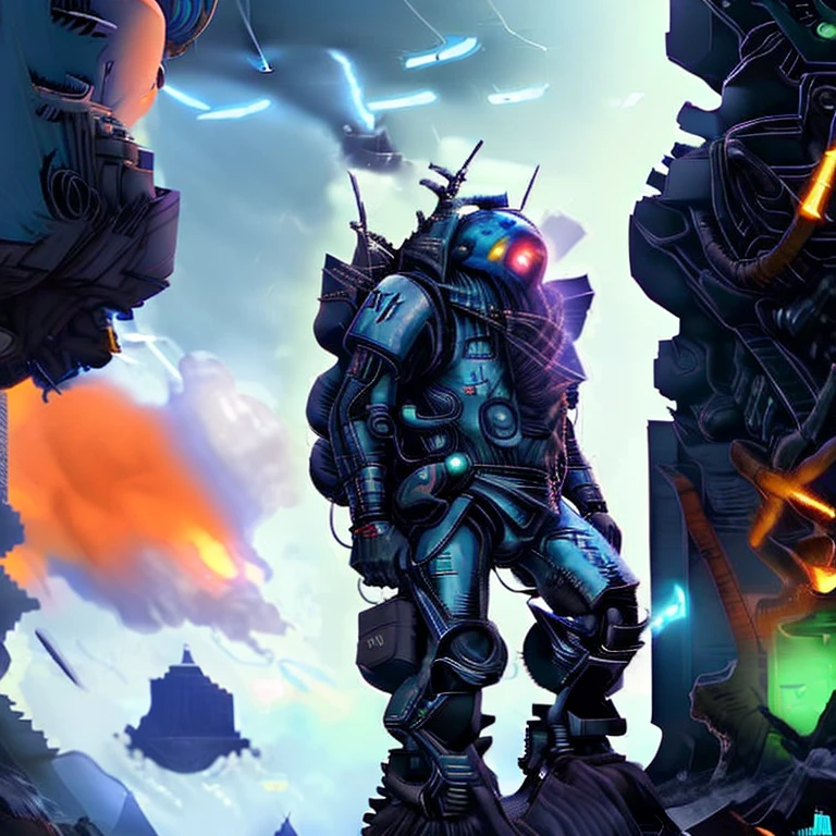 A reimagined magazine cover of an old science fiction magazine. The cover shows an astronaut walking on an alien surface. The astronaut is wearing a classic spacesuit, com um capacete branco e um traje laranja. The alien surface is rocky and barren, com uma paisagem acidentada. There is a big mountain in the background, com uma cratera no topo. The sky is blue and stars.
The image is ultra realistic. Os detalhes do astronauta, of the alien surface and sky are sharp and precise. The image is dramatic and atmospheric, and creates a sense of adventure and discovery.**
This prompt describes the magazine cover in specific detail. Ele usa linguagem descritiva para criar uma atmosfera de aventura e descoberta. The astronaut is dressed classically, the alien surface is rocky and rugged, and the sky is blue and stars.