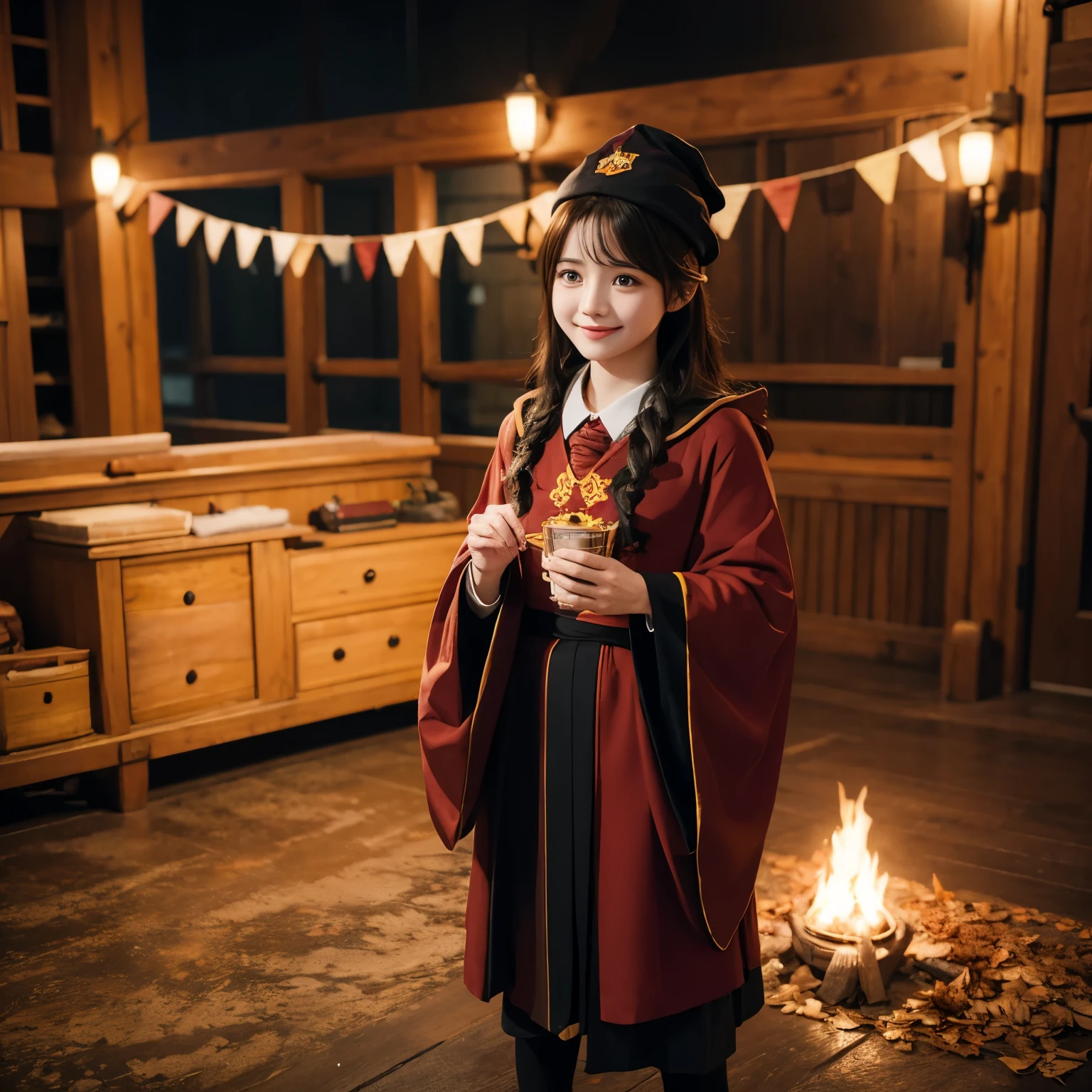 spuds wear Gryffindor robes,very cute,超写实,3d