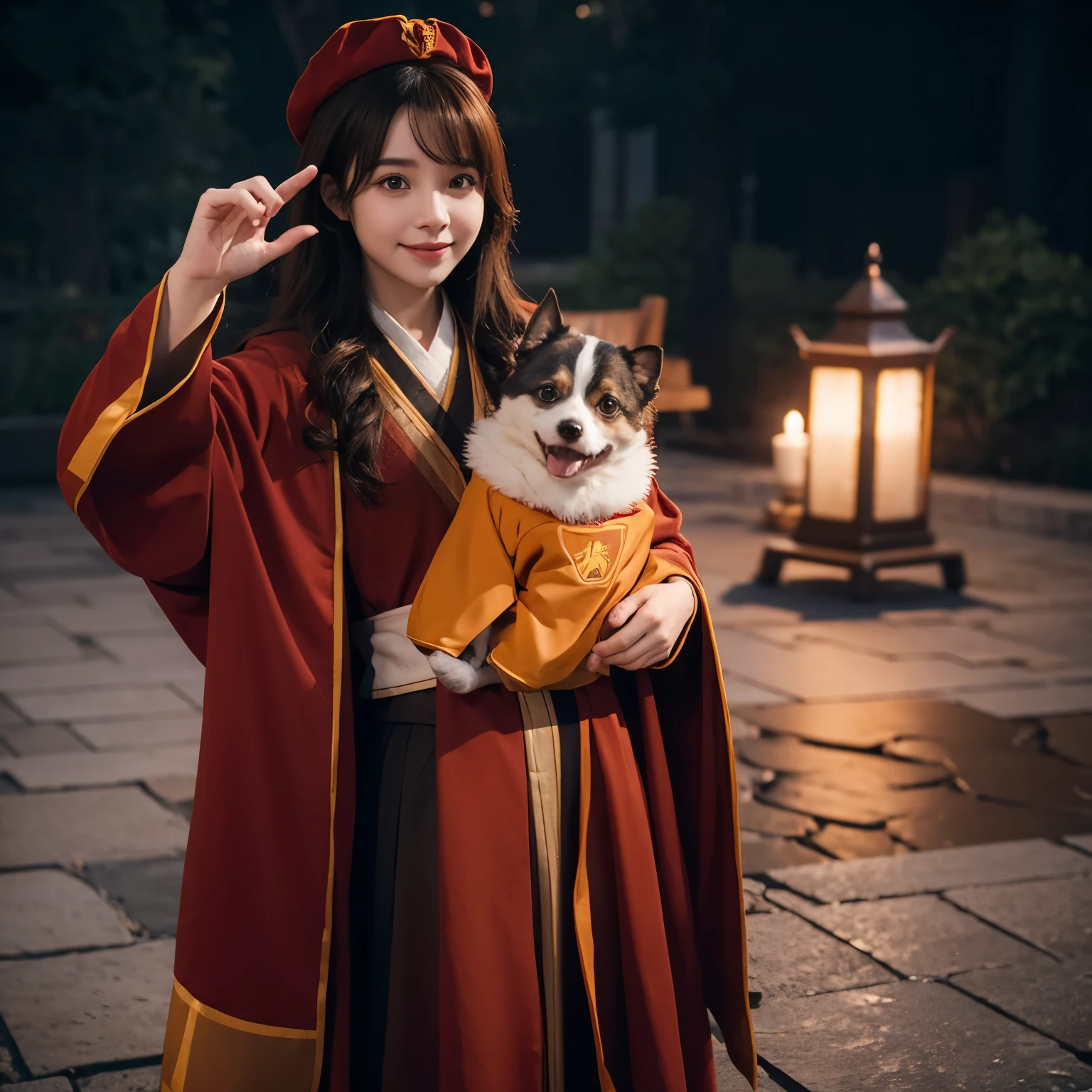 spuds wear Gryffindor robes,very cute,超写实,3d