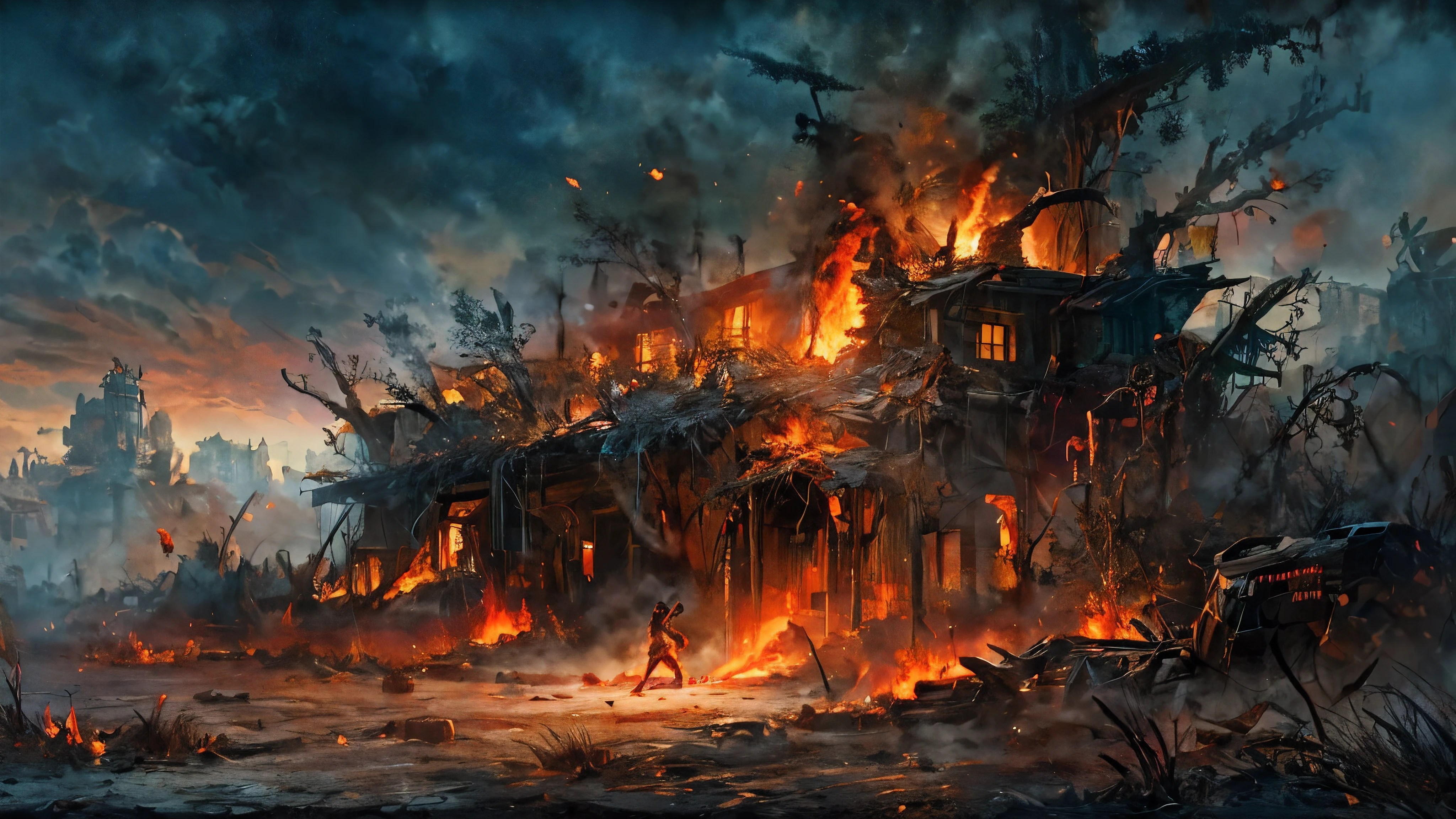This mind, a battlefield of clashing thoughts,
Where flowing fields of joy quickly turn to naught.
Grace and love, planted seeds trampled underfoot
Amidst fiery regrets that leave scorched earth soot.
Splintered spears now broken staffs,
Mercy's shards meet torment's wrath.
An oasis of peace an elusive, desperate quest;
Calm but a momentary guest.
The fires rage yet flowers bloom,
Both beauty and destruction loom.
This mind, a dichotomy of waste and wonder;
Of hope and hurt torn asunder.