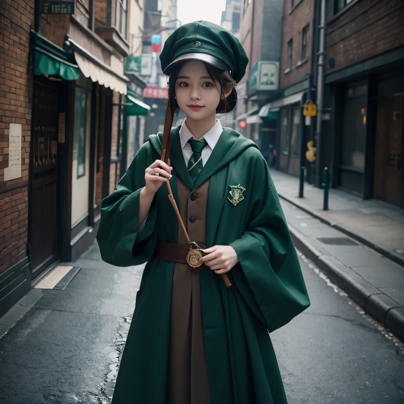 spuds wear Slytherin robes,very cute,超写实,3d