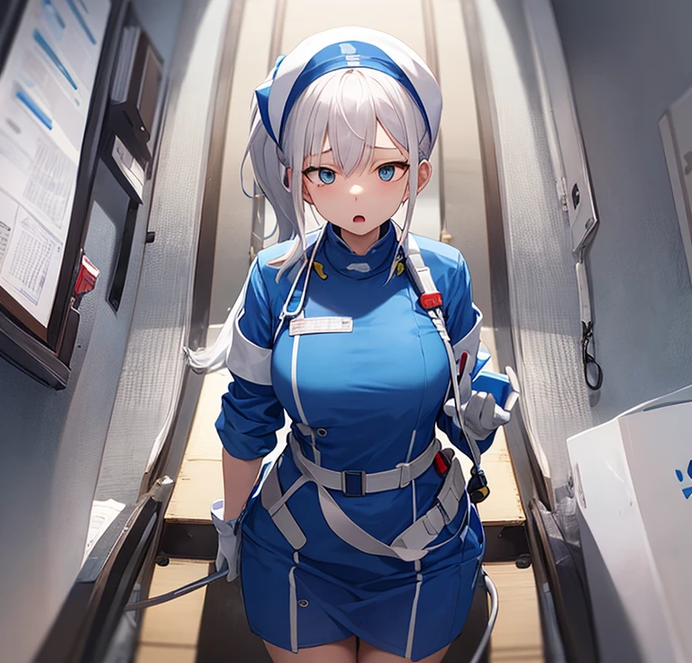 Anime character standing next to a woman with nurse uniform, Kantai collection style, portrait anime space cadet girl, from girls frontline, girls frontline style, Best anime 4k konachan wallpaper, style of anime4 K, Fine details. Girl Front, anime maid ss military, (sfv) safe to work, Girls Frontline CG, Girl Front