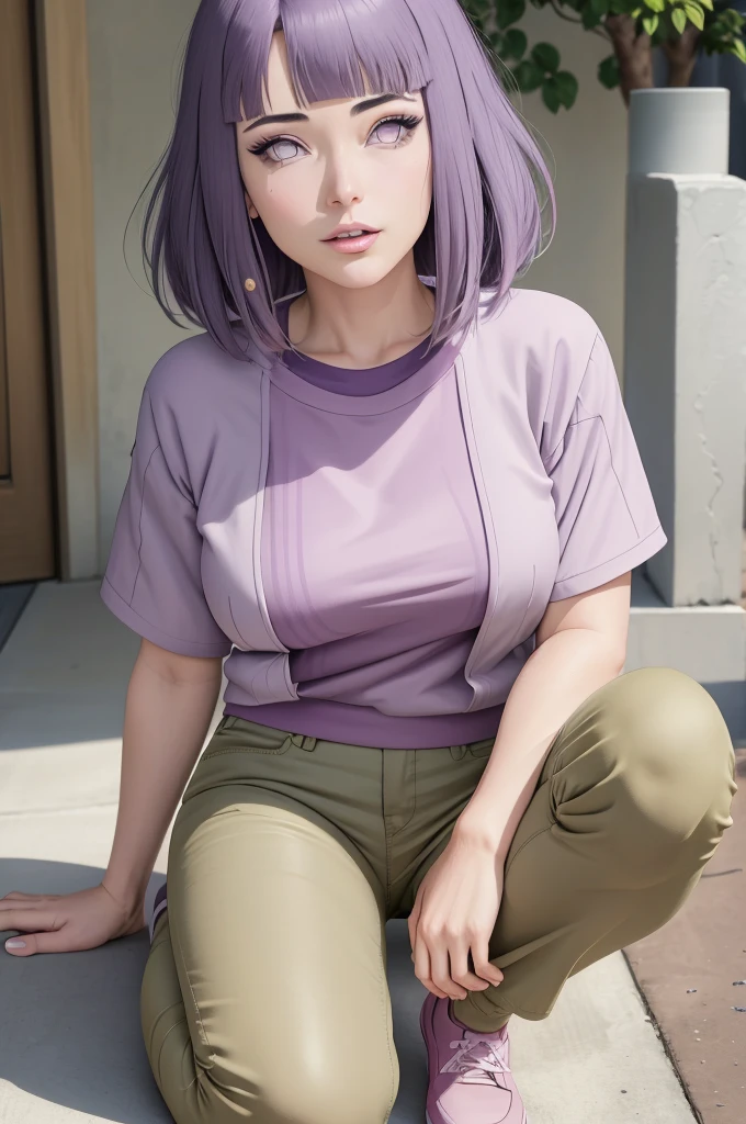 Anime characters pose on the street, Chic, realistic anime 3 d style, Realistic anime art style, 3 d anime realistic, Anime Realism Style, belly exposed, Wearing a purple sweatsuit, Anime style. 8K, Smooth Anime CG Art, anime styled 3d, photorealistic anime girl render, As an anime character、If you don&#39;Don't wear pants, you won&#39;There is no vaginal opening..，((Vaginal opening valgus))，scratch hungry，Masturbation behavior，incontinence，Colossal tits，Exposing the vaginal opening，Vaginal opening，Exposed ，（Nude 1.5），Vaginal opening，Vaginal opening，