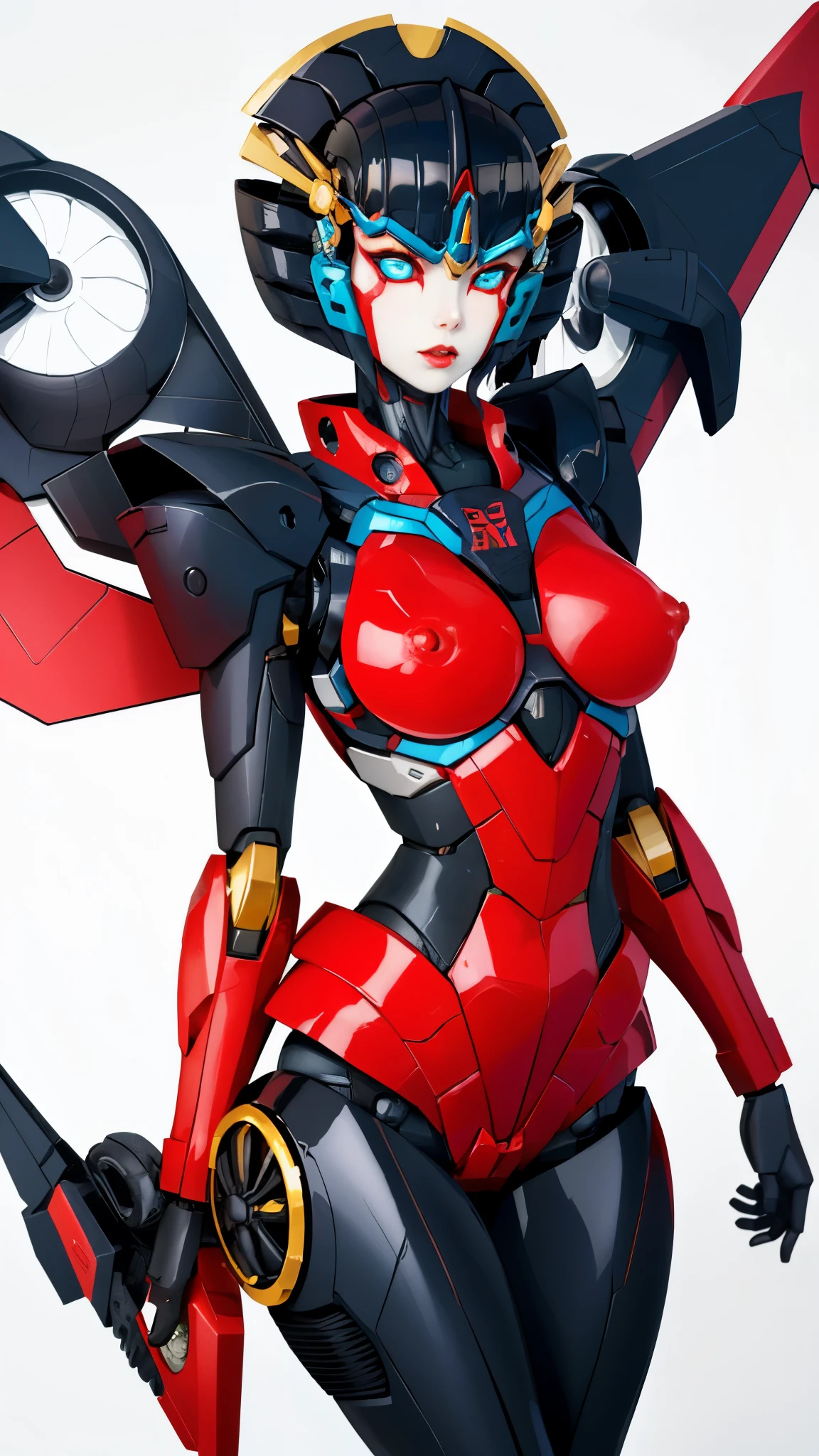 1girl, solo, windblade, robot, mecha, glowing eyes, no_humans, autobot, wings,  nipples, sexy