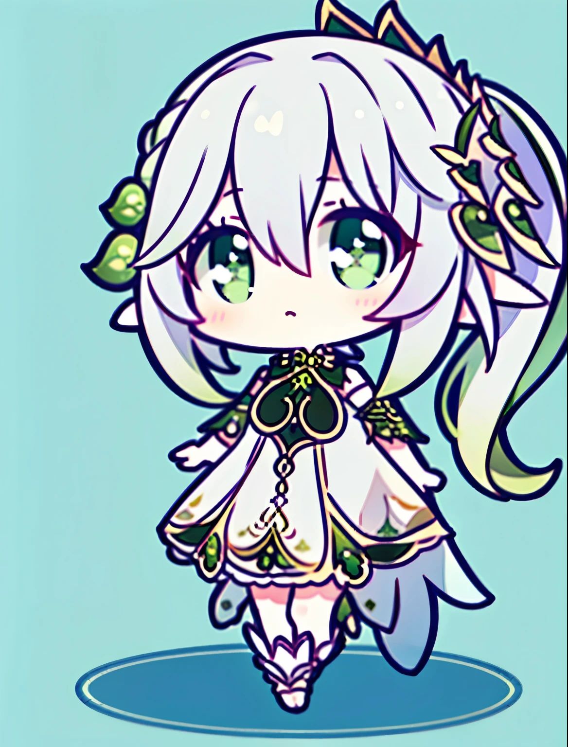 nahidadef, chibi, full body, white background, solidbackground, simple background, high details, UHD