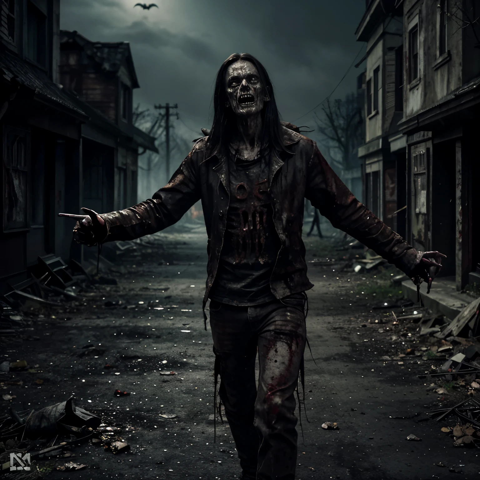 best quality,4k,8k,highres,masterpiece:1.2,ultra-detailed,realistic:1.37,zombie,revived corpse,creepy atmosphere,horror genre,darkness,haunting,terrifying,rotting flesh,decay,blood stains,dreadful,evil,morbid,gloomy,horrifying transformation,strong contrasting shadows,emaciated body,glowing red eyes,shambling gait,distorted limbs,rotten teeth,fear-inducing presence,sinister,undead,horrifying transformation,horror movie vibes,spooky mood,nightmarish,haunted look,ghastly appearance,zombie apocalypse,apocalyptic setting,hopelessness.