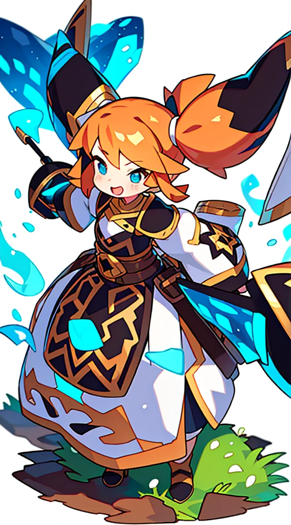 solo woman, (((blurry background, white background))), character focus, fantasy clothes, standing, character design, villager,