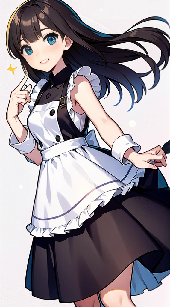 1 girl, juego CG, Traje de sirvienta con volantes, escote visible, falda corta, Adorno de pelo de criada, Small Maid Apron, black garter belt, pechos gigantescos, cabello rosado, Cabello largo, Colas gemelas bajas, Peinado de princesa, Ahoge, ojos rosados, Sonrisas, dentro