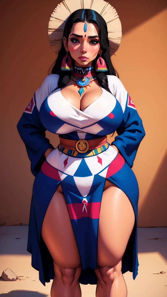 Hopi woman, traje sexy tradicional pueblo hopi, mujer milf nativo americana, cara pintada