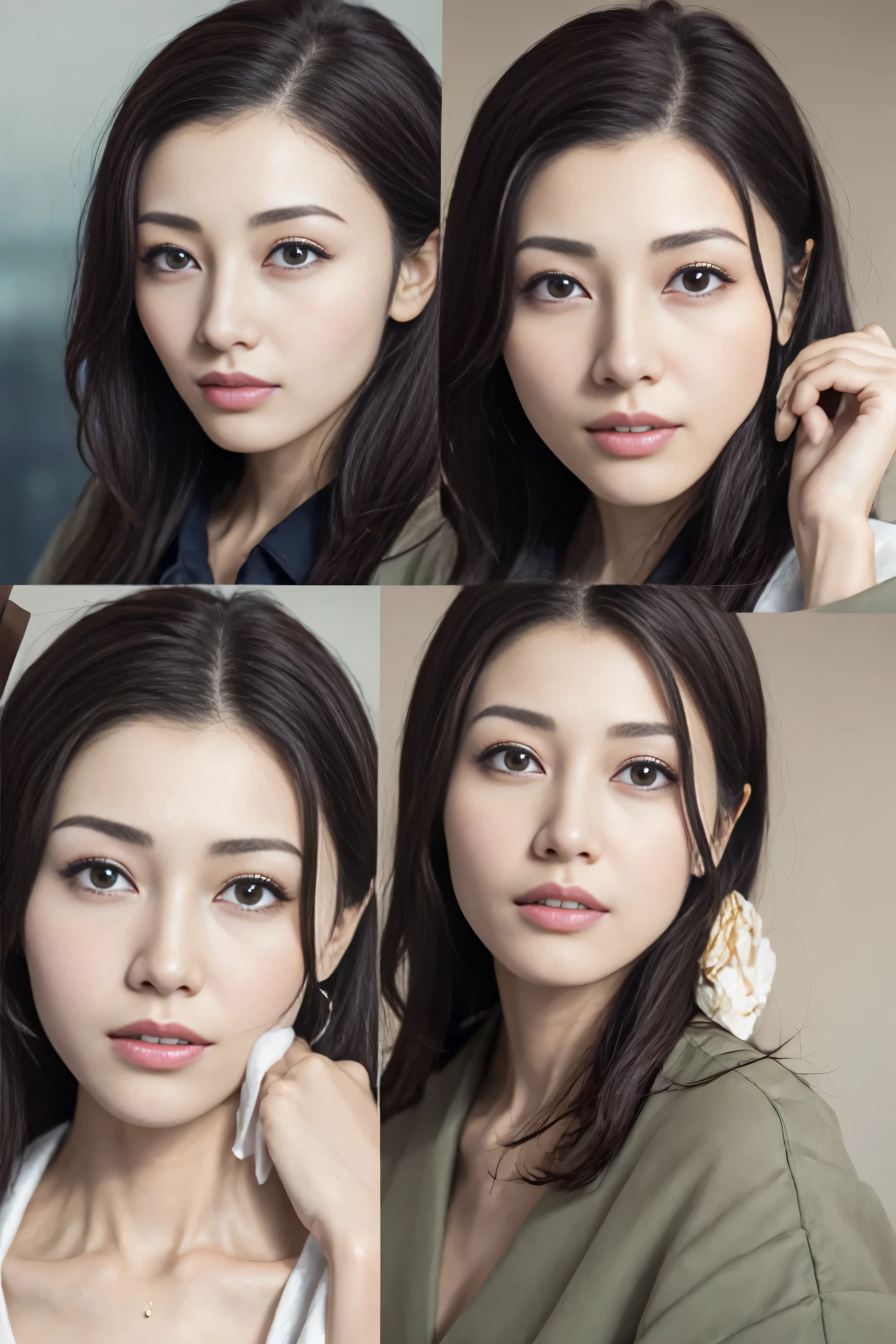 clothed、(Photos are real:1.4)、(hyper-realistic:1.4)、(real:1.3)、
(Smoother lighting:1.05)、(Improve lighting quality:0.9)、32k、
1 girl、20 year old girl、Realistic lighting、backlight、facial light、Ray tracing、(bright light:1.2)、(Quality improvement:1.4)、
(High quality real texture skin)、beautiful eyes、Facial details are more refined、
(tired, sleepy and content:0.0)、face close-up、student:1.3、korean idol、nogizaka idol、Posing like a gravure idol
(Improvement in physical mood:1.1)、shiny skin、korean idol、nogizaka idol、Posing like a gravure idol、self-shot