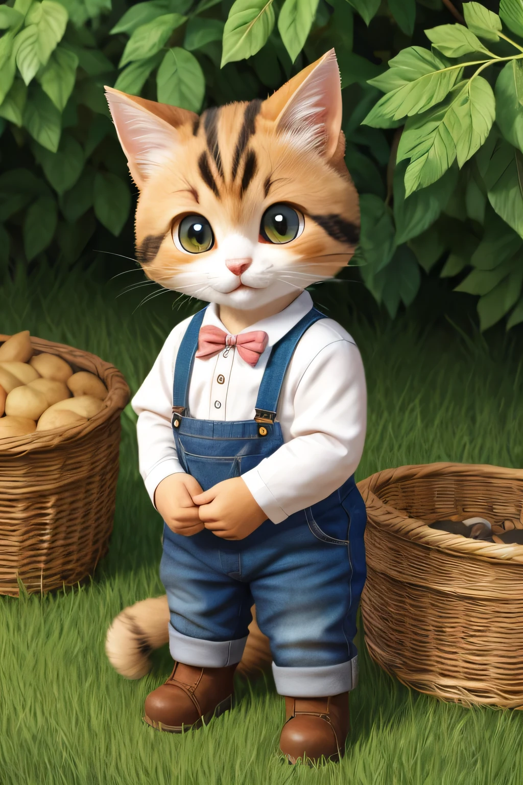 Illustration of a cute farmer cat character