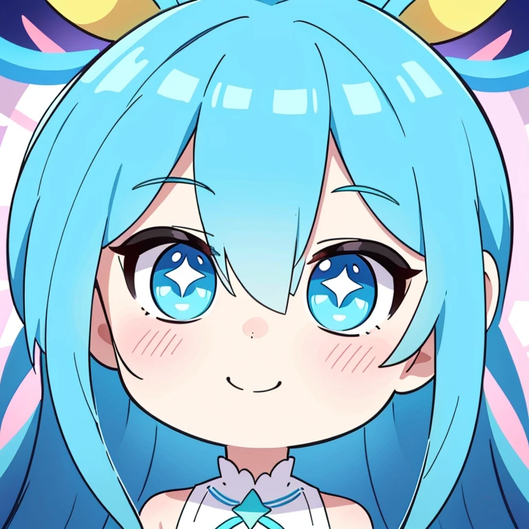 first place girl，long hair，straight hair，Cyan hair，avatar，Just the right bangs，Aqua-blue pupils，fair skin，smooth skin，迷人的Smile，lolita style，bikini，issue card，Smile，迷人的Smile，beauty，unique，high quality，HD quality，A masterpiece，perfect composition，clear pupils，Detailed characterization，Extreme details，Light and shadow coordination，(The proportions of facial features are correct)，(Beautifully carved face)，Epic work，8K，(Representative works)，(MUCH QUALITY)，(Super detailed)，((illustration))