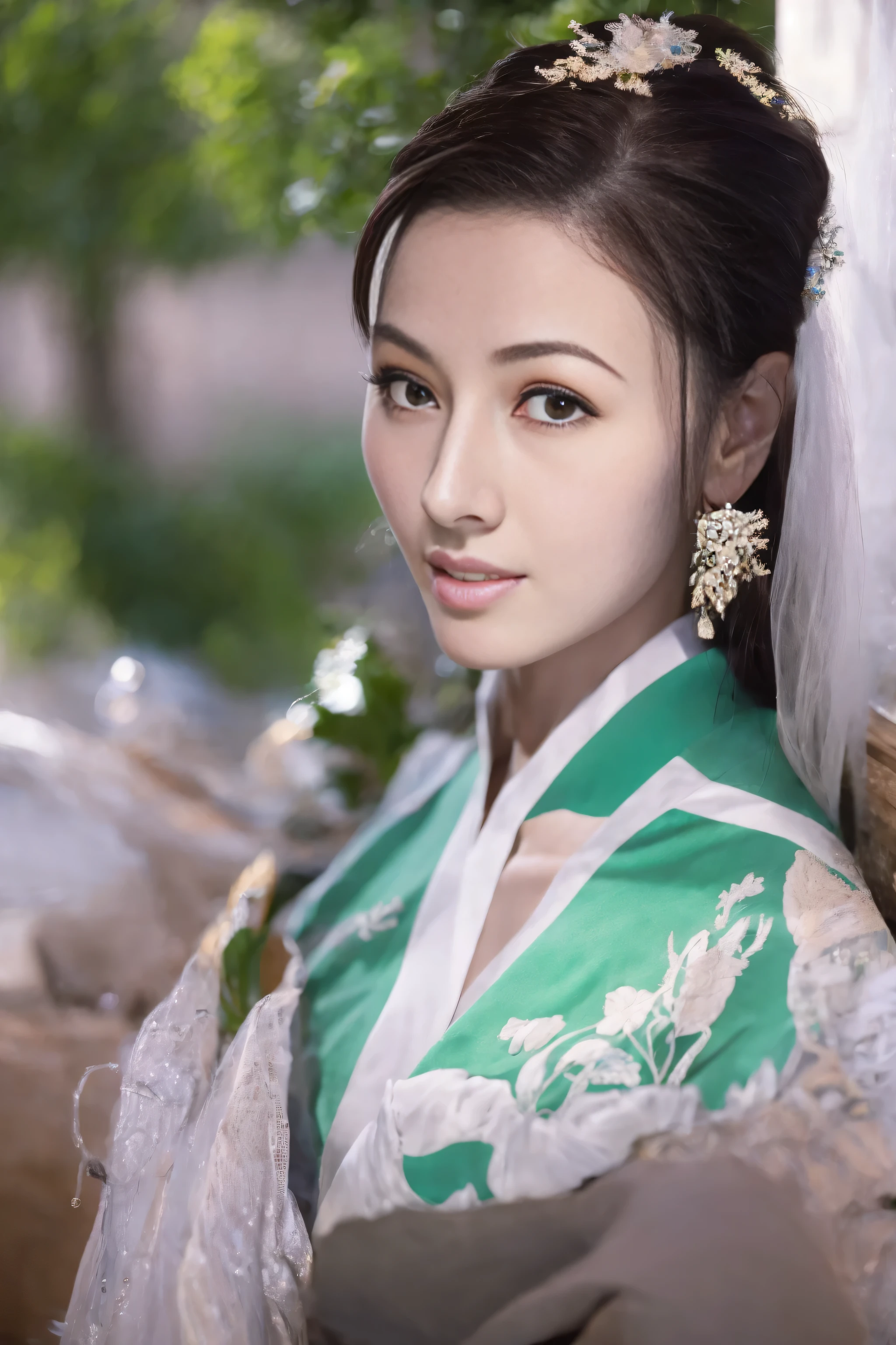 （1 18-year-old female fashion model）， [[[[close up]]]], [[[[]]]], [[[[neck]]]], [[[[Shoulder]]]], perfect eyes, perfect iris，perfect lips，perfect teeth，perfect skin，White skin，Soft headlight，high-density imaging review，girl，((white hanfu))，((Chinese women&#39;hairstyle))，(Various dynamic poses)，Background chinese style interior decoration，Outside the window are green trees and mountains，quality， masterpiece， ultra high resolution，（lifelike： 1.4）， original photo，（超级lifelike细节））， best quality，（pastel colors：1.2）
