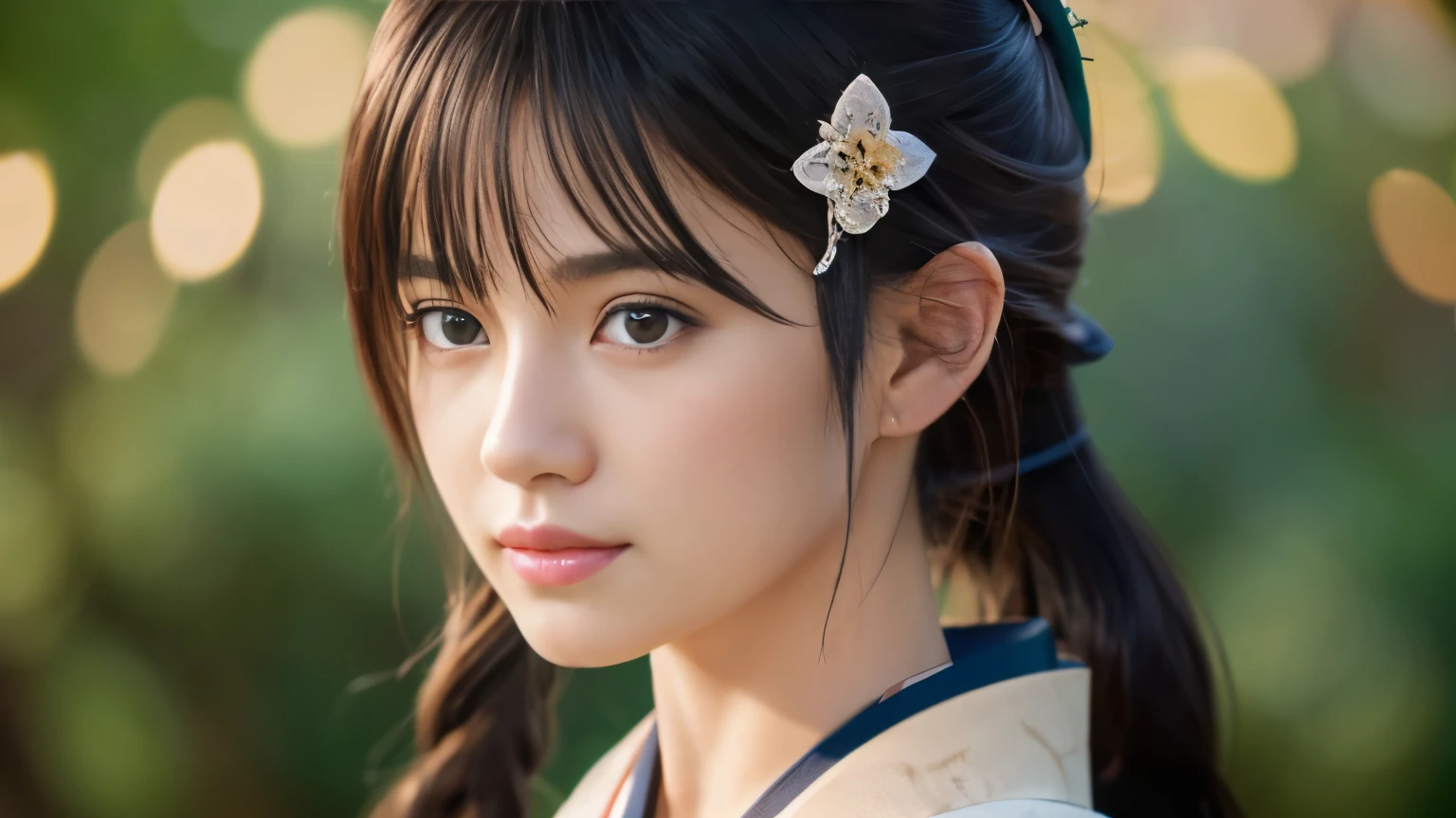 Highly detailed CG unity 8k wallpaper, with the best quality, super detailed pussy, Representative works, Reality, realistic pictures, Highly detailed cute girl, 25 years old, ((japanese, kimono, rush)) , round eyes, large breasts, hair ornaments
