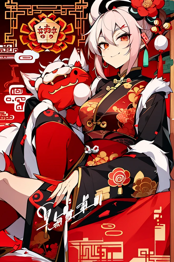 (cute chinese dragon,live2D,2D,cute chinese dragon,New Year concept,Chinese electronic cyberpunk style)There is candy in the middle