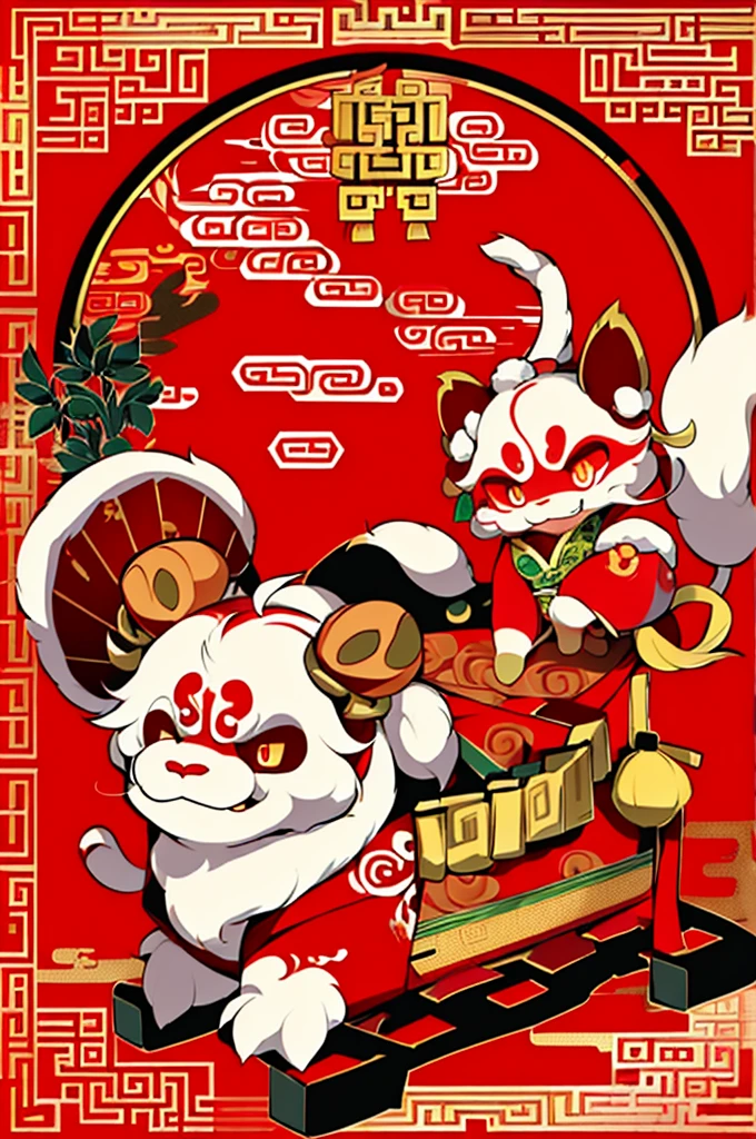 (cute chinese dragon,live2D,2D,cute chinese dragon,New Year concept,Chinese electronic cyberpunk style)There is candy in the middle