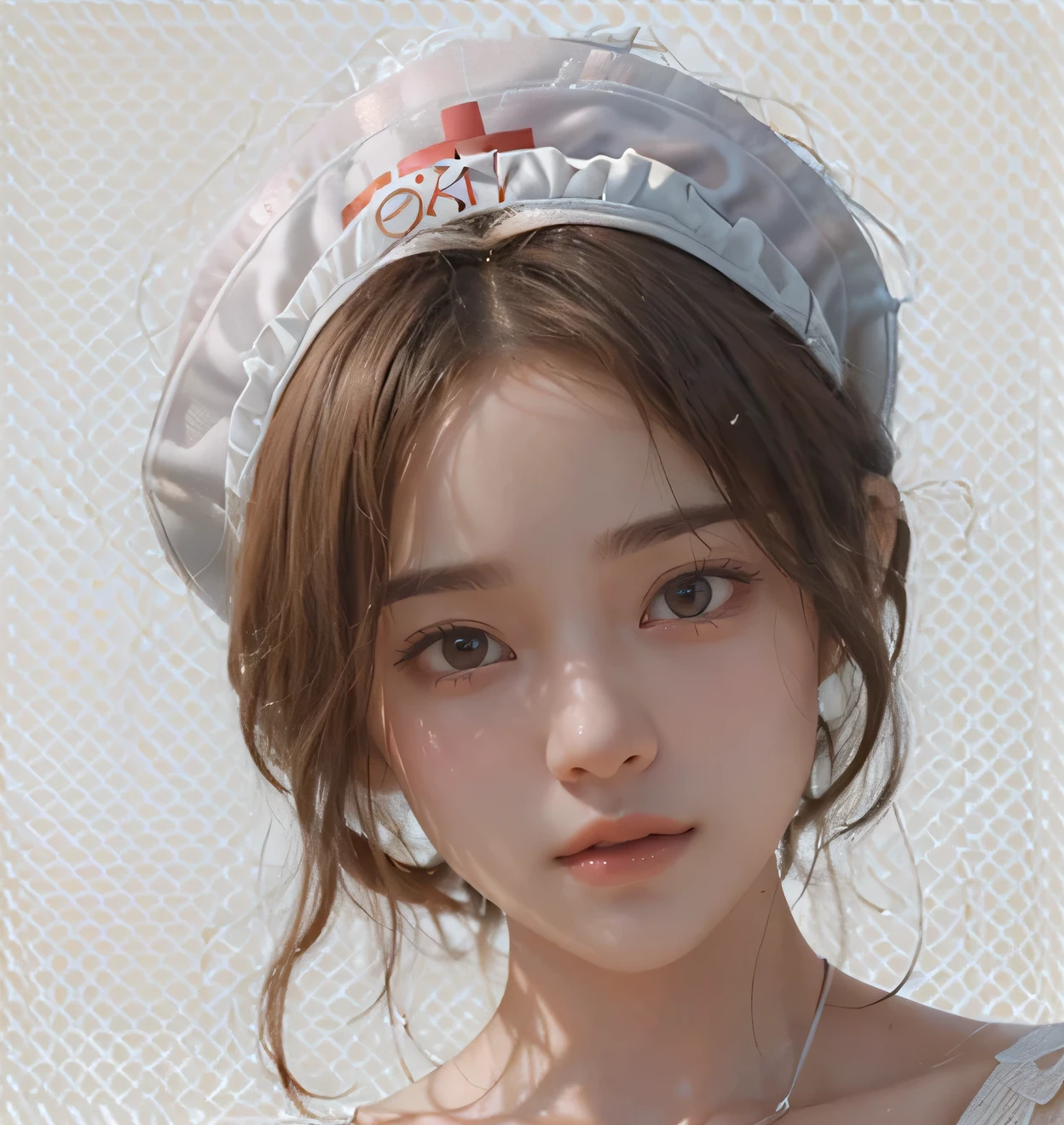 Sunlight, Sunlight, (chiseled abs : 1.1), (Perfect body : 1.1), (Short and wavy hair : 1.2) , auburn hair, whole body image, crowded streets, ((Accurately executed CG 8k wallpaper), (extremely delicate and beautiful), (masterpiece), (best quality:1.0), (ultra high resolution:1.0), beautiful lights ,perfect lightning, Realistic shadows, [high resolution], delicate skin, super detailed，Pink nurse's uniform，