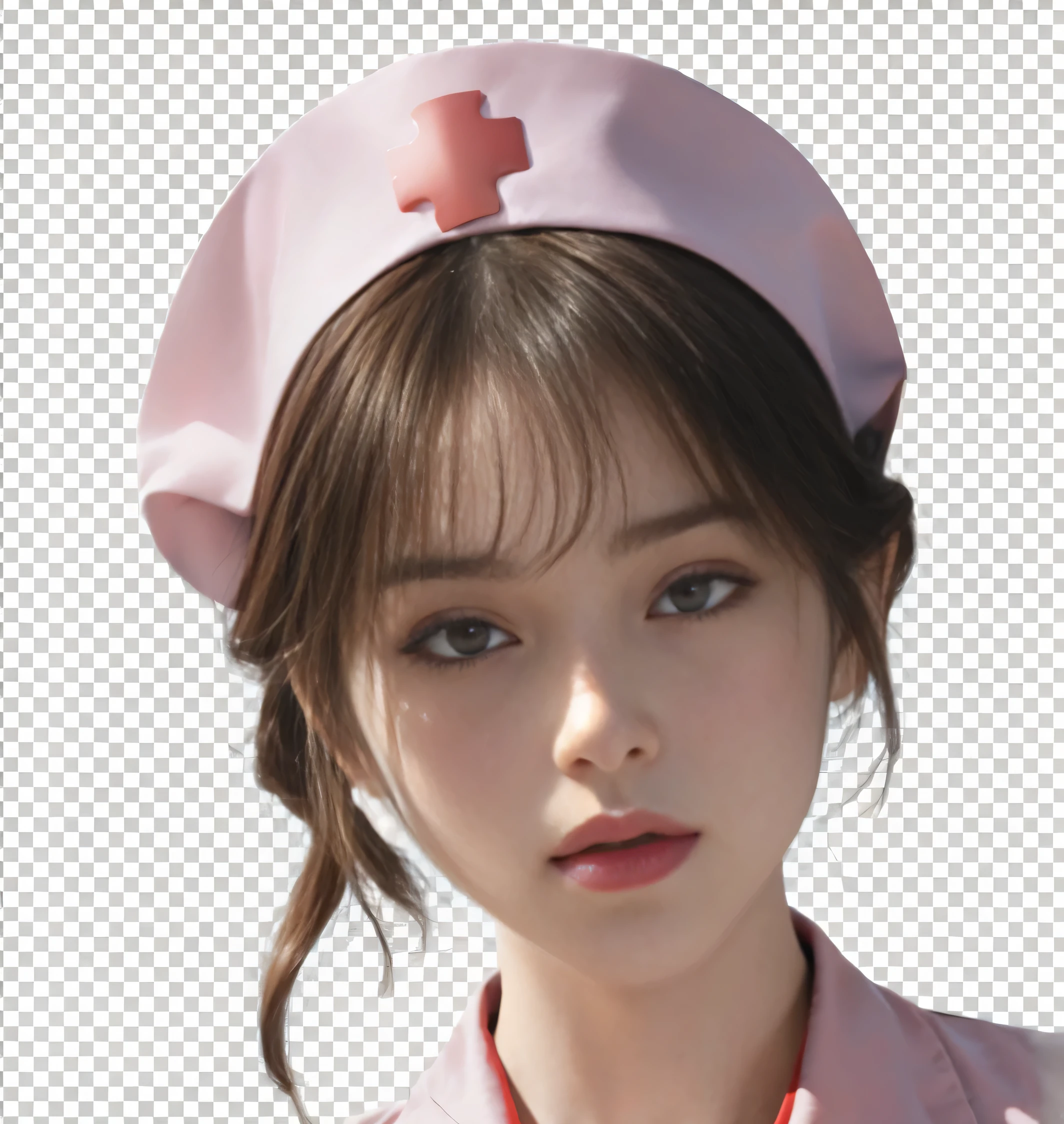Sunlight, Sunlight, (chiseled abs : 1.1), (Perfect body : 1.1), (Short and wavy hair : 1.2) , auburn hair, collar, chain, whole body image, crowded streets, Wearing a black vest, jean jacket, ((Accurately executed CG 8k wallpaper), (extremely delicate and beautiful), (masterpiece), (best quality:1.0), (ultra high resolution:1.0), beautiful lights ,perfect lightning, Realistic shadows, [high resolution], delicate skin, super detailed，nurse costume，