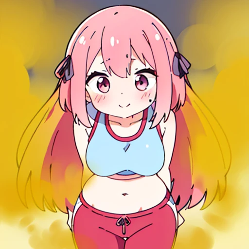 (master piece、super detail、highest quality、8k、32K、High resolution、Kyoto Animation Style Anime Illustration、highest qualityの公式アートの特徴: 1.6)、(caregiver) 、cute女の子 1 人、solo、Are standing、watch viewer、whole body、predecessor、Makeup、cute、: 1.3)、(Loli:1.2)、(cute:1.5)、セクシーなcute女の子、Morning park during a run、shortness of breath、(Sweat)1.4、Satisfied smile、Wearing a light brown sports bra and jogger pants、Transparent shirt、Soft and clean focus、Realistic lighting and shading、Active、dynamism、(light pink hair、twin blade、long hair、hair ribbon、cuteリボン: 1.1)、thin eyebrows、big breasts、women stink、fart、shyness、blush、Gas comes out of the butt、put pressure on your face、lots of gas、whole body写真