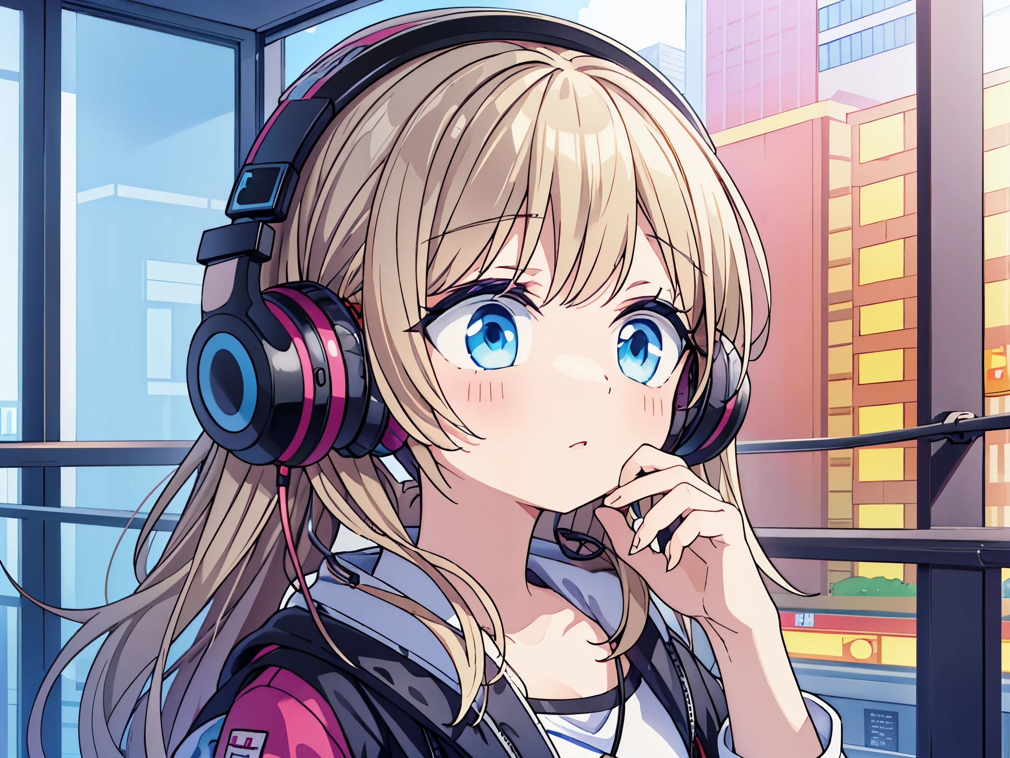 lofi girl listen music with headphone