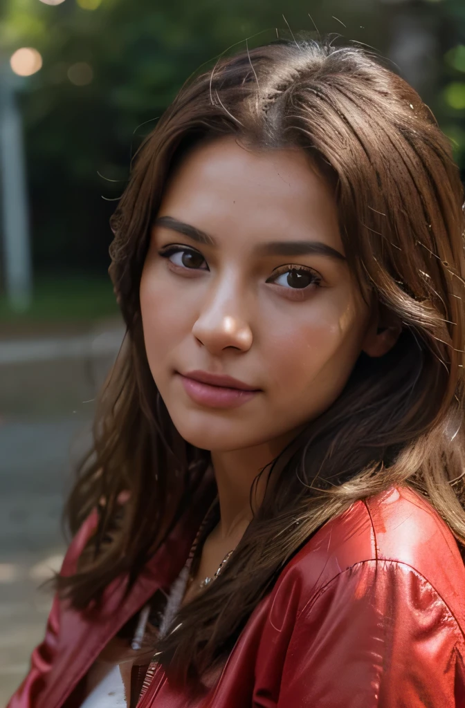 1 Woman, (Realstic:1), Content, fully body portrait , 24 year old, ((face, happy)), stunning RAW , the beautiful face, long brown hair, ultra beautiful woman, miss universe, sharp focus, highly detailed, 8k UHD, natural lighting, octane render, maximum detail, hyper-detailed, hyper-realistic, ultra-detailed, highest detail quality, ultra-realistic, shot with Canon r5 110mm lens f/6. 6 --ar 69:128 --style raw --v 5. 2, (high detail skin: 1.2), 8k uhd, DSLR, soft light, high quality, film grain, 20mp, Fuji XT3 , 80mm, Hasselblad, perfect eyes, solo and her happiness radiates from the image, analog style (gaze away from viewer:1.2) (skin texture, no make-up, natural make-up) (film grain:1. 3, front view, very detailed, natural, high resolution, best quality, intricate detail, very detailed, detailed skin, realistic skin texture, texture, detailed eyes, professional, 4k, kodak color vision, extremely detailed, photorealistic, realistic, post-processing, maximum detail, roughness, real life, ultra realistic, photorealism in a red jacket