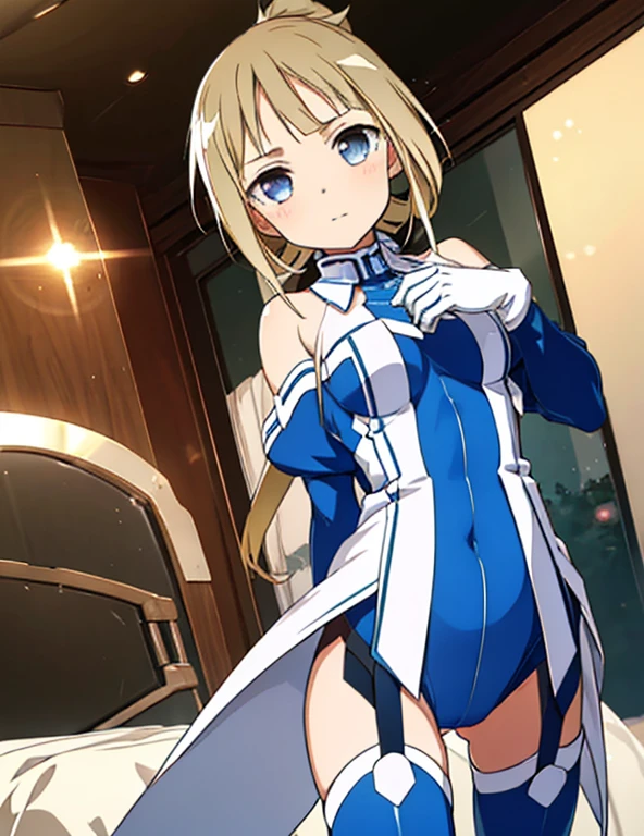 highest quality,sleep on your back in bed,Crab crotch,show me your boots,thigh high boots,leotardチラ見せ,glove,Strange thieves,elegant, 1 girl, leotard,body suit,cute, blushed, looking at the viewer, from below, prison,blue eyes, beautiful eyes, beautiful background, particles of light, Light of the sun, dramatic lighting, outside, shiny, realistic, table top, highest quality, Super detailed, become familiar with, scenery, beautiful and detailed eyes, thin hair