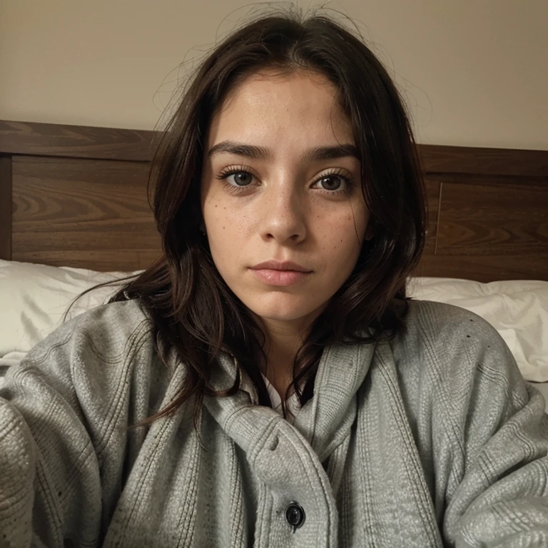 Mujer, 22_anos, pecas, , cama, cold, seriedad