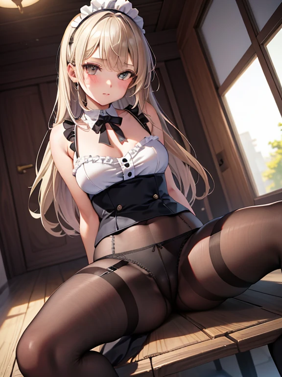 1 girl, (Ultimate Cute Face), alone, sitting,
spread your legs, panties under pantyhose, garter strap,
in the heat, vapor,