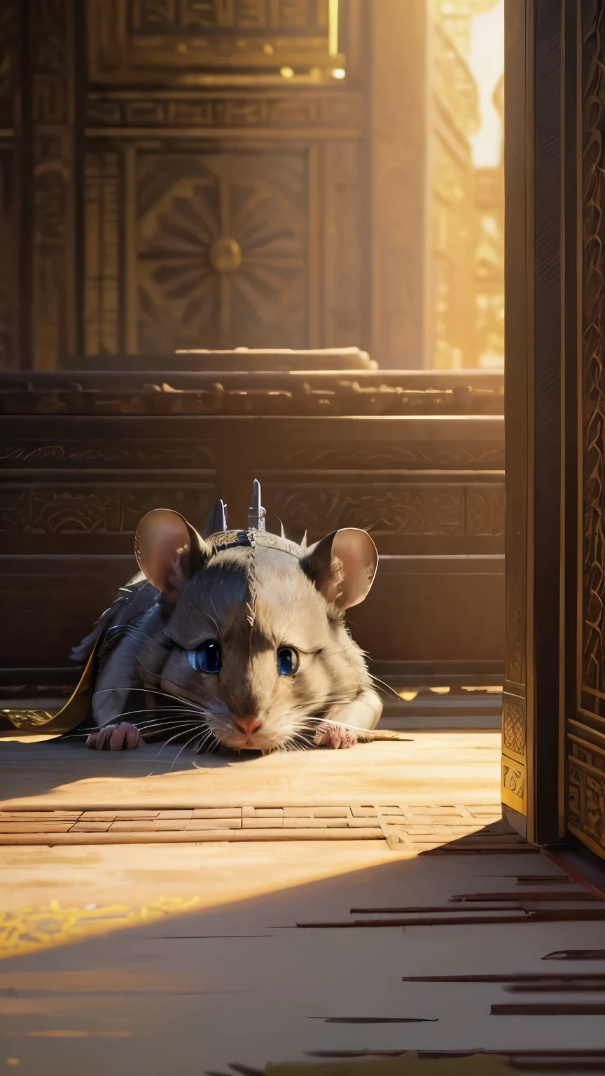 (masterpiece)),((best quality)),8 thousand, very detailed, very detailed, rat, 인형 머리를 물어 뜯고 있는 rat,  (palace interior background:1.7), (Surprised subjects: 1.6), vivid,
