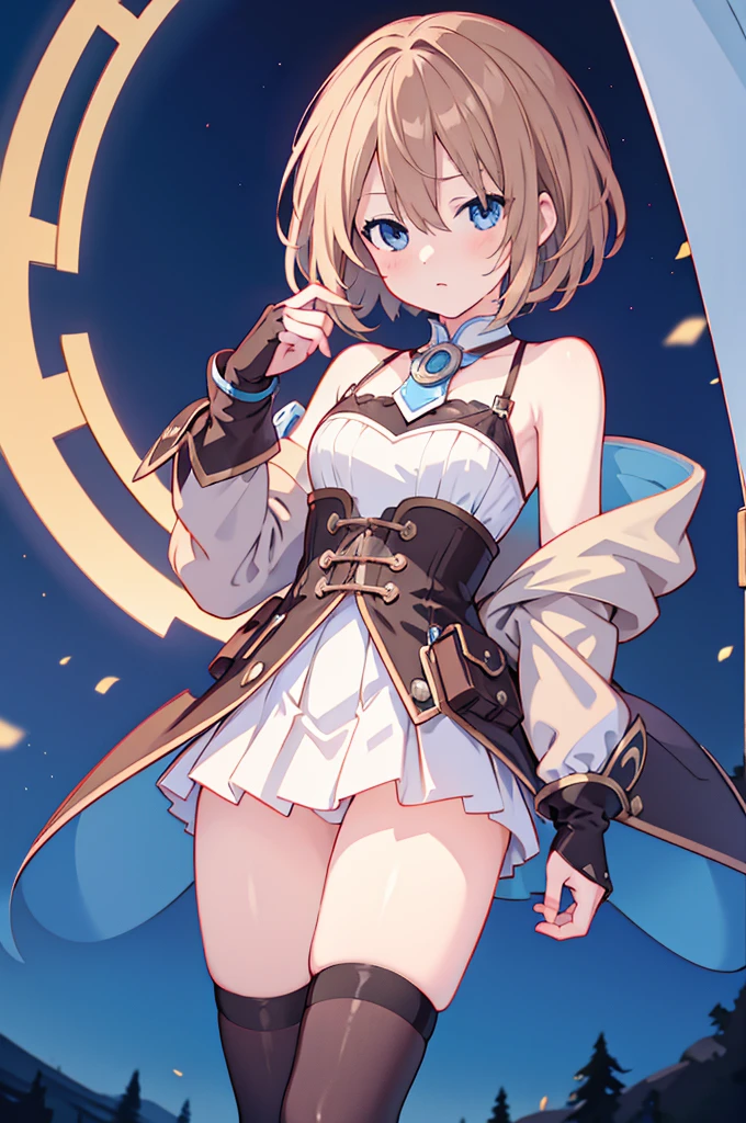 Blanc, seductive, thick thighs, night sky view, realistic, best quality, masterpiece, ultra detail, ultra high res