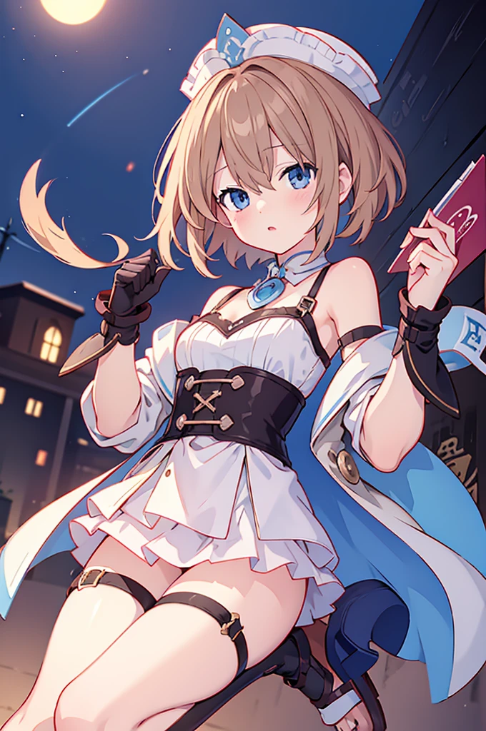 Blanc, seductive, thick thighs, night sky view, realistic, best quality, masterpiece, ultra detail, ultra high res