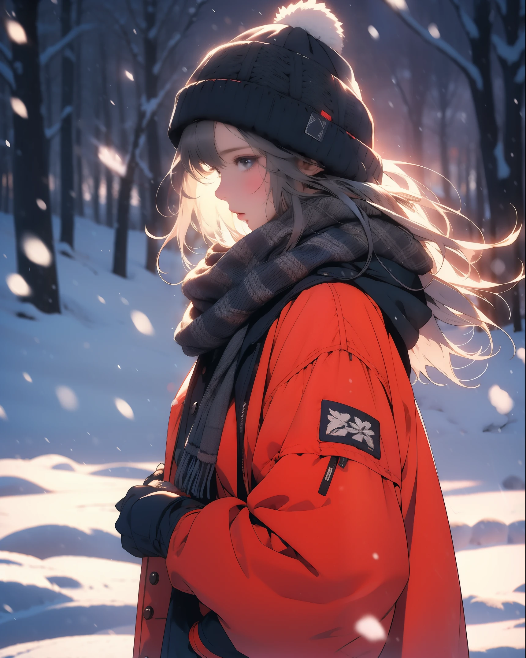 beautiful girl,Japan,snowfield,cold, bite,Winter clothes, Down jacket, Scarf, gloves,cold冬, × Freeze