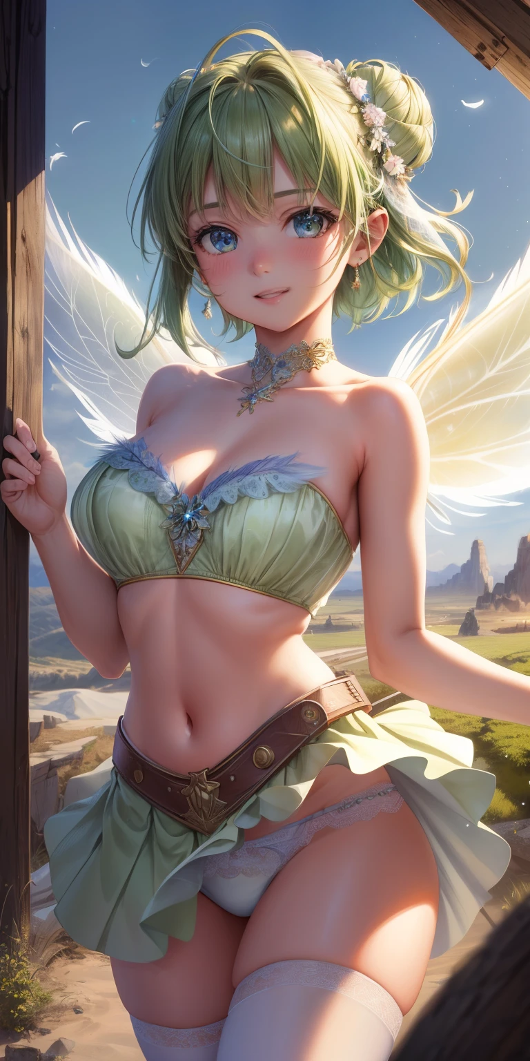 (Tinker Wife:1),Tinker Bell、mini skirt、超mini skirtレオタード、clear feathers、Legs open to show white panties、 smile, cute, cute pose, looking at the viewer, thick thighs, white panties single hair bun, short hair, (Strapless Green Dress:1), (fairy wings), are flying, (chest focus:1.2), From above,
(realistic:1.2), (realism), (masterpiece:1.2), (highest quality), (Super detailed), (8K, 4K, Complex),(full body shot:1),(cowboy shot:1.2), (85mm),particles of light, lit, (very detailed:1.2),(detailed face:1.2), (Gradation), software, colorful,(fine eyes:1.2),
(detailed landscape, in a glass bottle:1.2),(detailed background),detailed landscape, (dynamic angle:1.2), (dynamic pose:1.2), (third law_composition:1.3), (Action range:1.2), wide shot, dawn, alone,