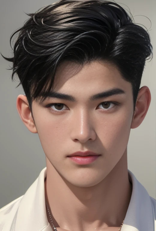 ((High quality)), ((masterpiece)), ((highly detailed)), perfect face, realistic, ((man)), ((Asian)), young, black hair, comma hair cut style, ((handsome)), detailed eyes, beautiful detailed nose, realistic body, realistic light, comfortable expressions, cute guy, sweat guy, cool guy, ((athletic body)), sleevless