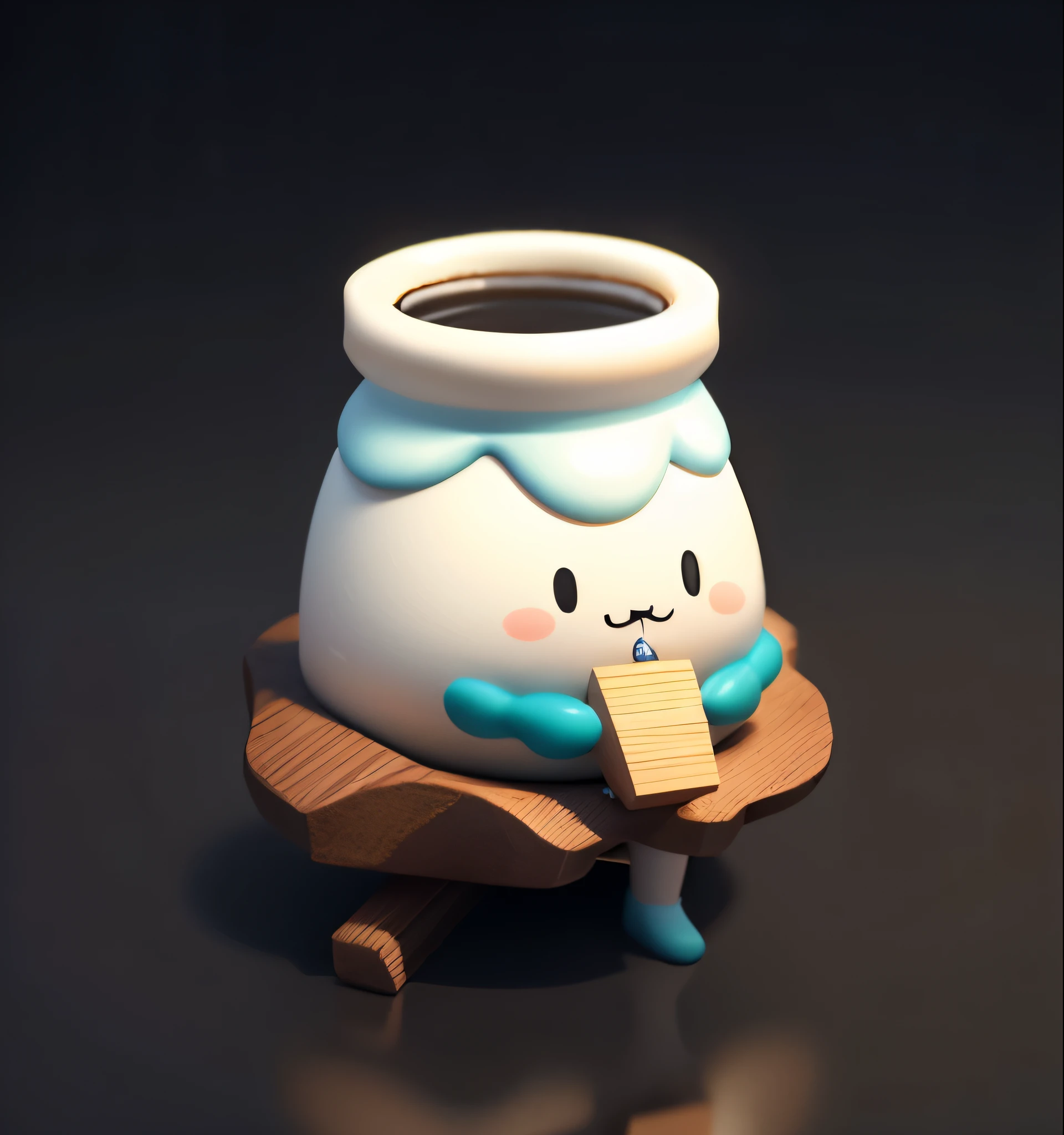 3d rendering c4d modeling ultra-light clay material glossy blind box figure style Morandi color matching color clean excessive natural fine cute characters There is a cartoon character holding a glass of water, Character covered in liquid, puddle of milk, blue liquid in cup, Bottle, cute characters, Knocked milk, soy milk, Ridiculous swinging spots on skirt,