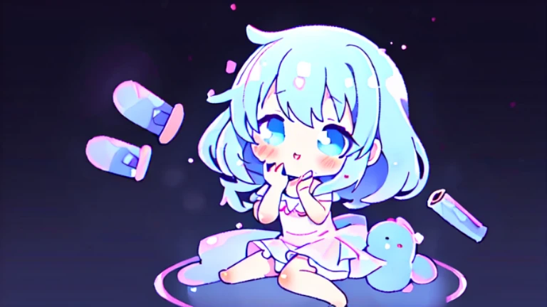 yandere，loli，whole body，wet，cute，cheeks flushed，Put your hands on your face，A loving expression，There is a knife hidden behind the back，leg straps，stand，soft，More vivid colors，softer contrast，fair skin，The skin is delicate and shiny，high resolution, Super detailed，4k，barefoot