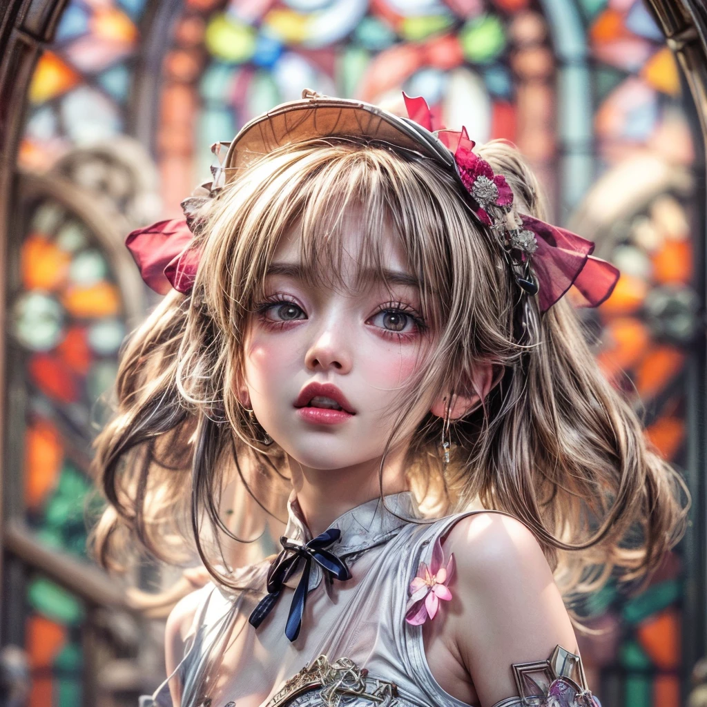 (NSFW:-0.98) . White and Red, (Dazzling colorful light pours down and reflects:1.2), (Physically-based Rendering with incredible detailed Textures), Award-winning Masterpiece of professional Analogue photograpy, { (((Photorealistic:1.37))) | (Hasselblad with F2.8) }, (((Acutance:0.85, Dynamic- Closeup:1.2))) . (KAWAII girls in (school uniform)) with visible Overflowing Cleavage and Navel without bra . (((Extremely detailed KAWAII face variations)) with joyful expressions), { Glossy cute Lips Closeup | Detailed natural eyes with sparkling highlights and long eyelashes | Rosy cheeks | Navel | (pretty Ass) | (Overflowing underboob) | Oiled ivory skin Details | White panties with (blood seeping only in crotch area) | ((full of Flowers covering girl's body:1.15)) | (((Dazzling colorful stained glass with stunning elaborate details:1.2))) | Mystic sight | A Halo ling in the air | God rays | Haze | Lens flare } . Ultra-detailed, (Exposed:0.8), (((Nipple:-0.9))) .