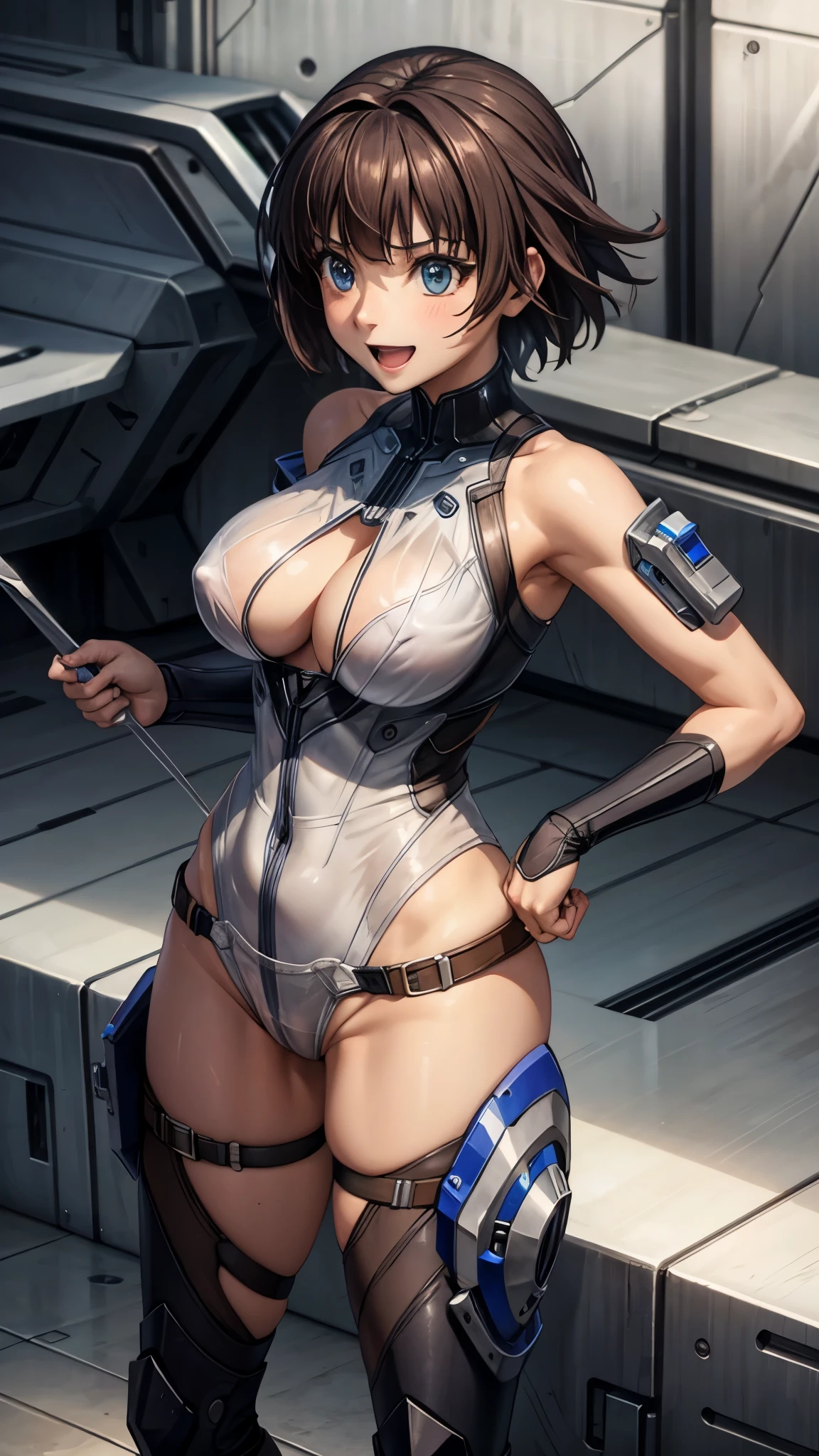 woman,20-year-old,,city,night,white tight miniskirt bodysuit,(Harada Makoto),open mouth smile,(((See-through)))