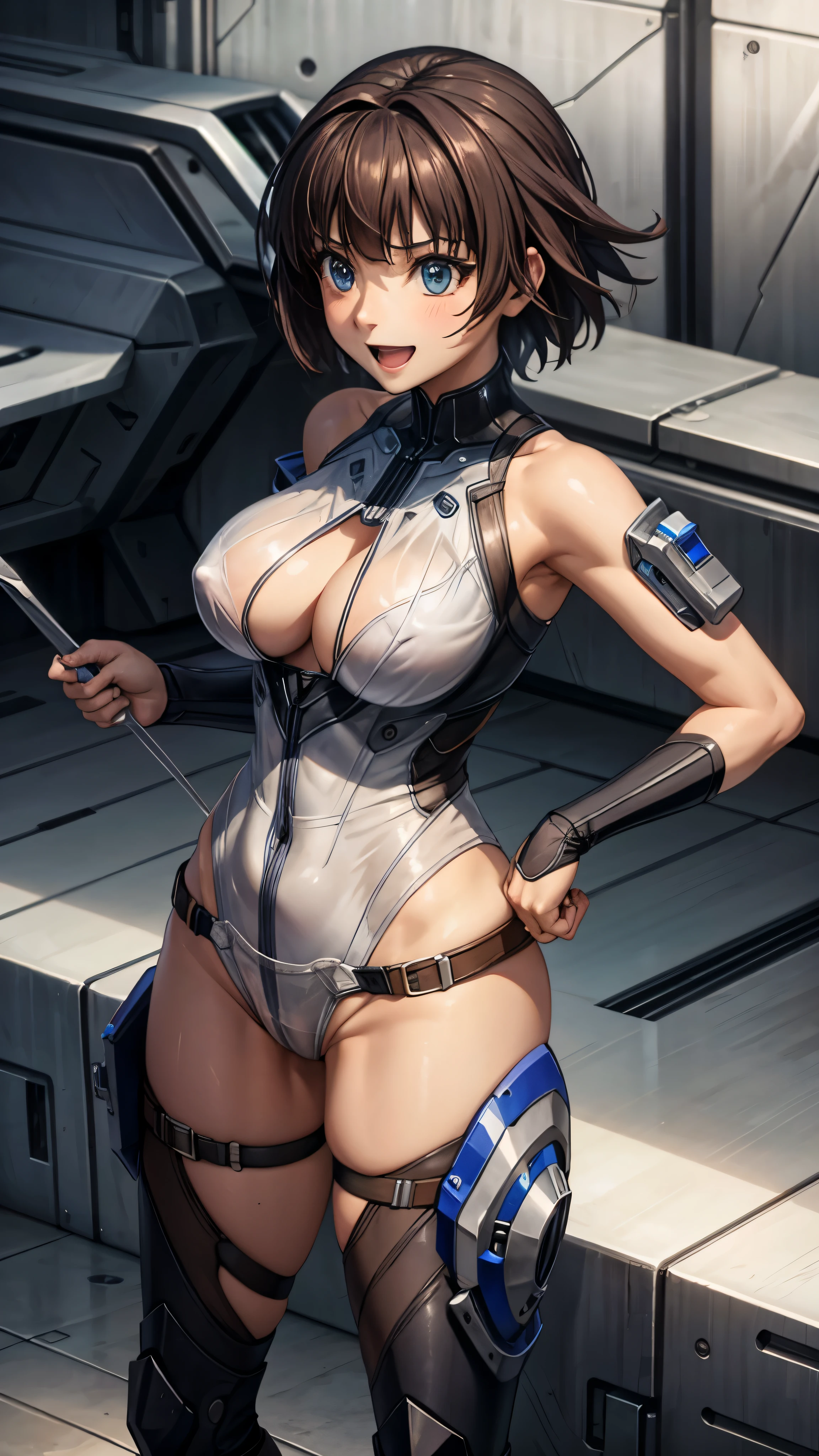 woman,20-year-old,,city,night,white tight miniskirt bodysuit,(Harada Makoto),open mouth smile,(((See-through)))