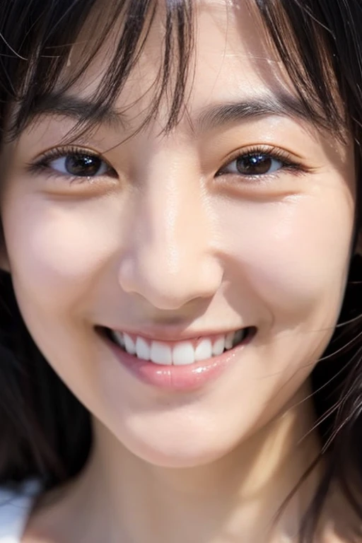 japanese woman　mature woman　real　selfie　face close up　smile　black hair　peace sign