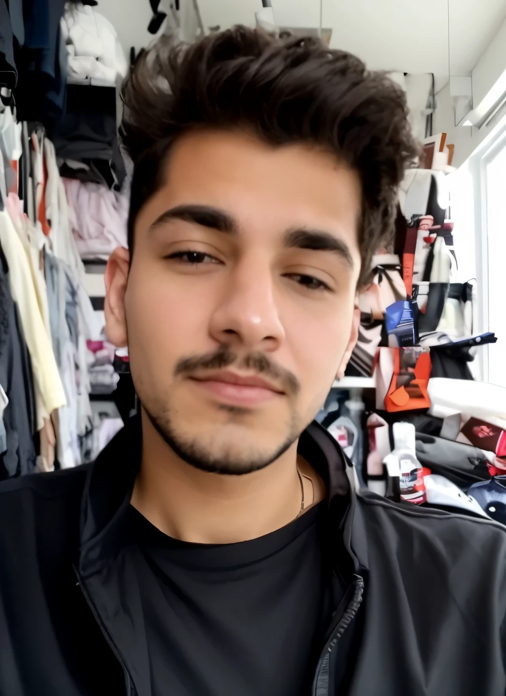 arafed man with a black jacket and a black shirt, with accurate face, around , front profile!!!!, without beard and mustache, with kind face, without mustache, without beard, good looking face, harsh good looking face, very very very beautifull face, very detailled face, very very low quality picture, ugly appearance