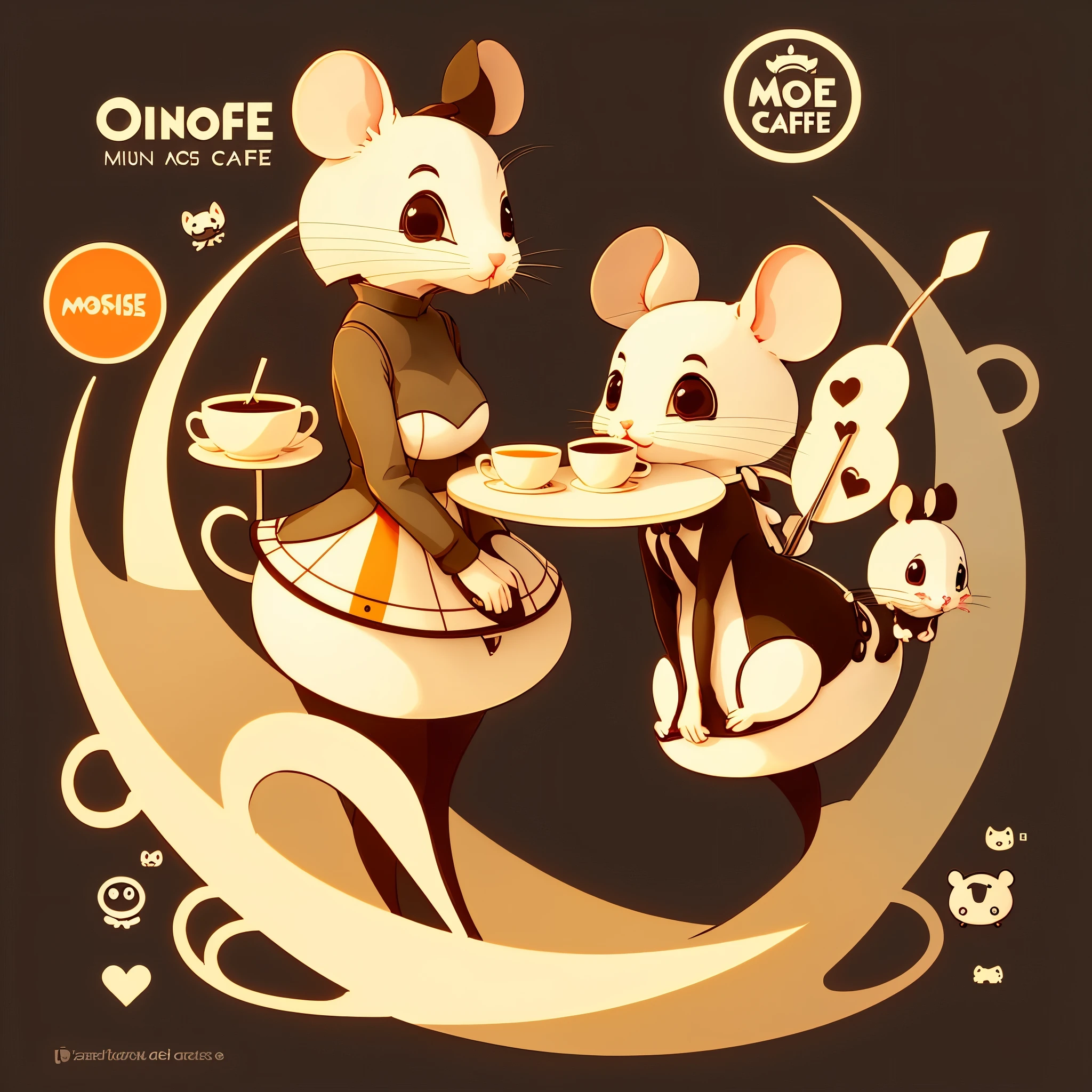 mouse cafe, logo, vector, line art, design, inspiration, straight, symmetry