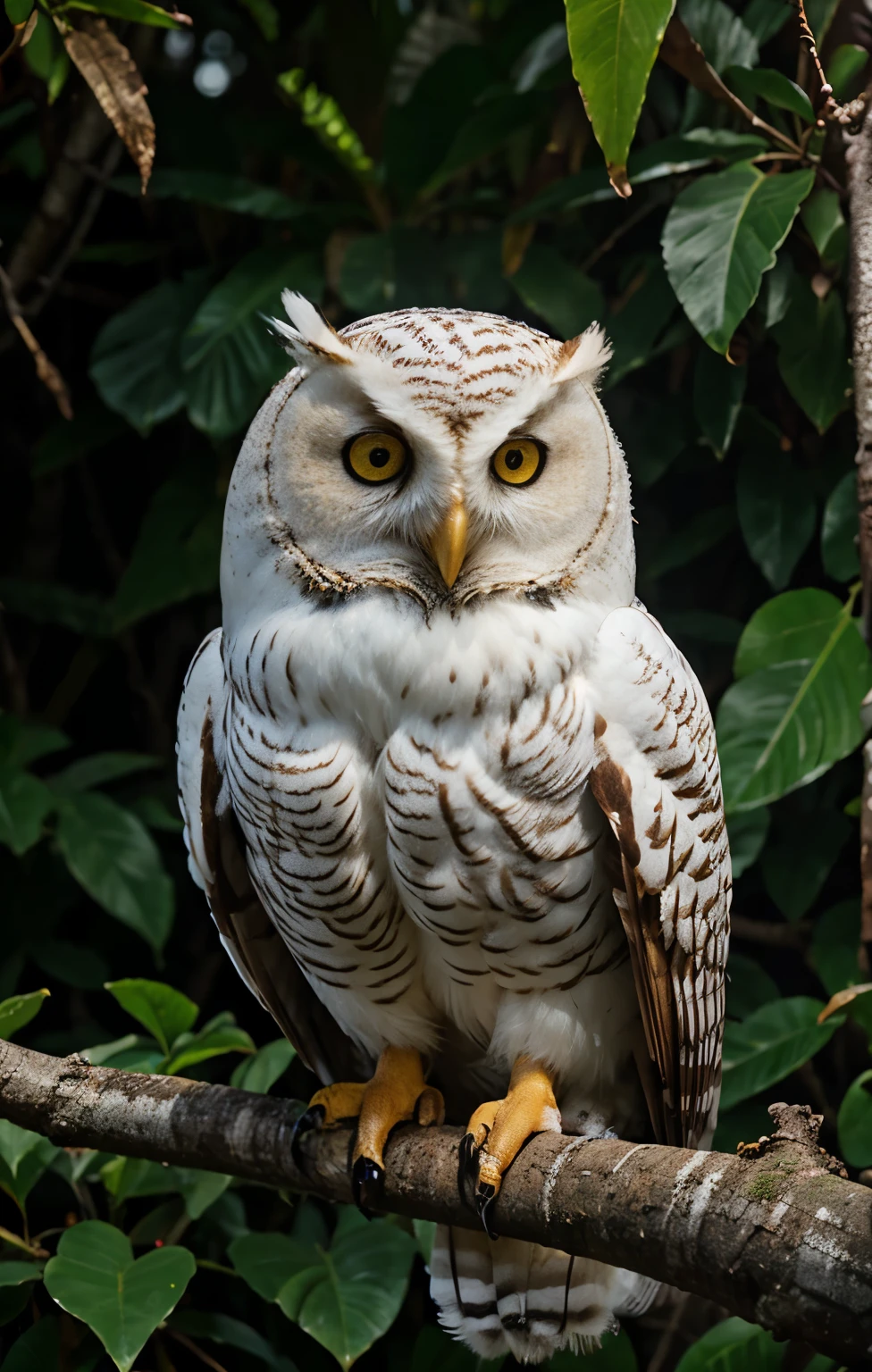 white owl high quality in jungle, 4k, hdr, realistic, animal