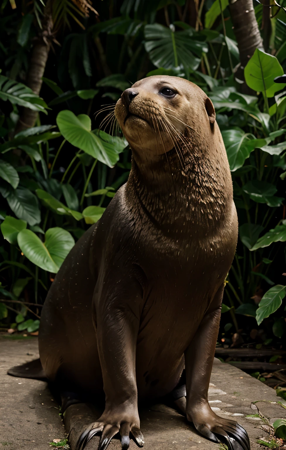 Sealion, high quality in jungle, 4k, hdr, realistic, animal