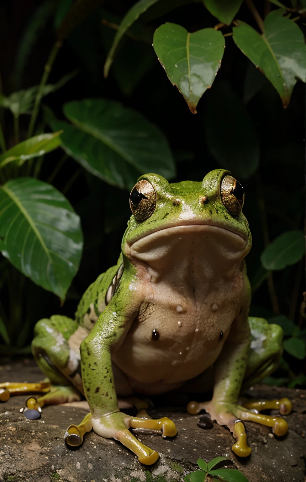 Evolved frog, high quality in jungle, 4k, hdr, realistic, animal