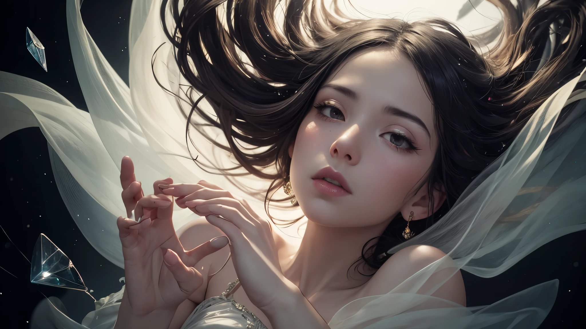 black background, realistic face, lighting background