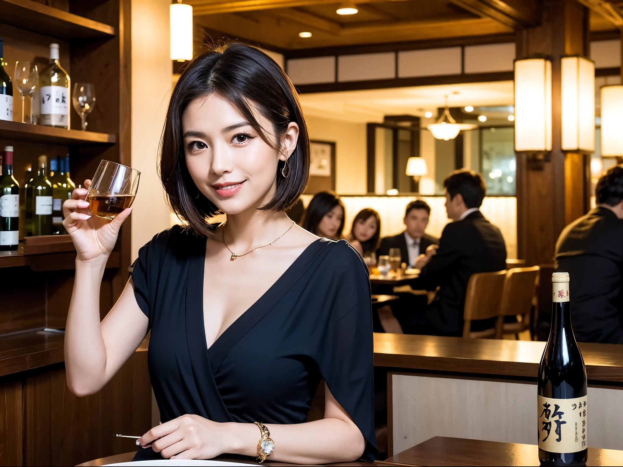 Have only one glass。