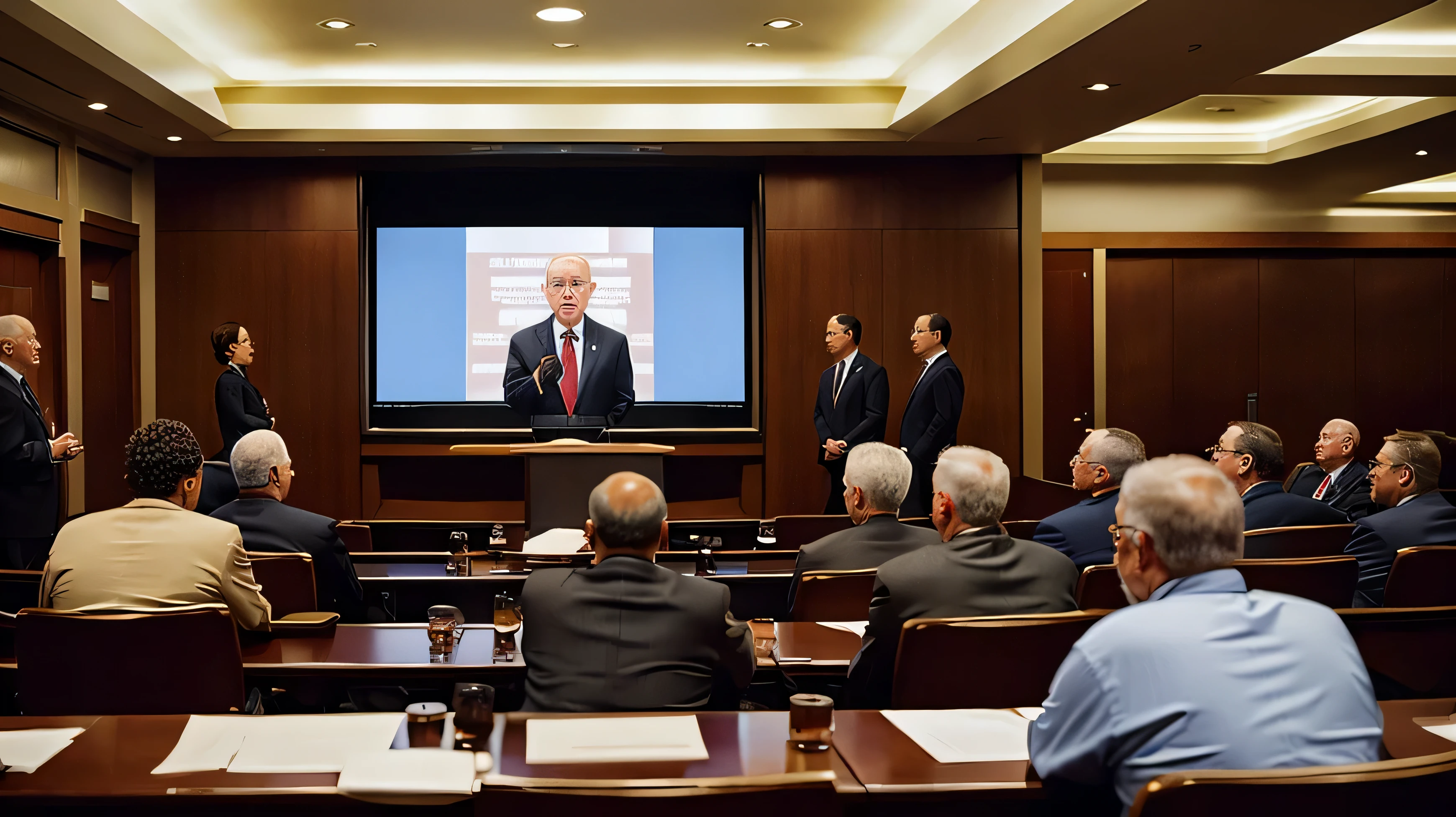 Cadres of Jehovah's Witnesses、Fat old man around table、Suits、Americana、meeting room