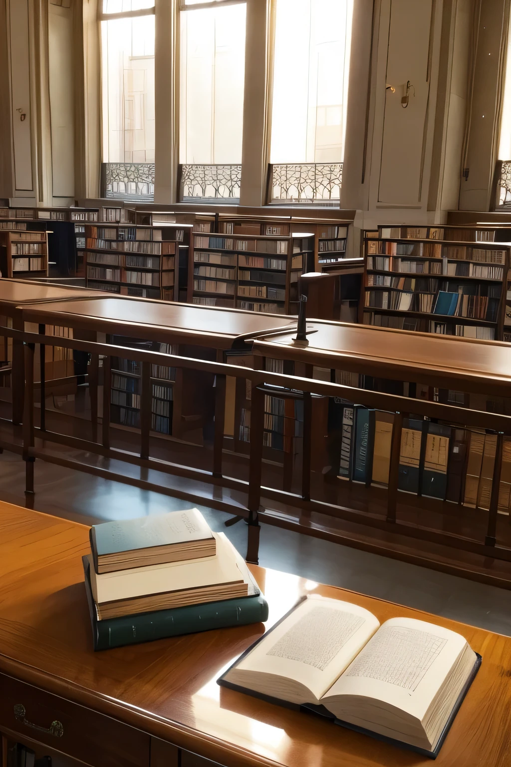 daytime,inside a library,An open book is placed on the table
